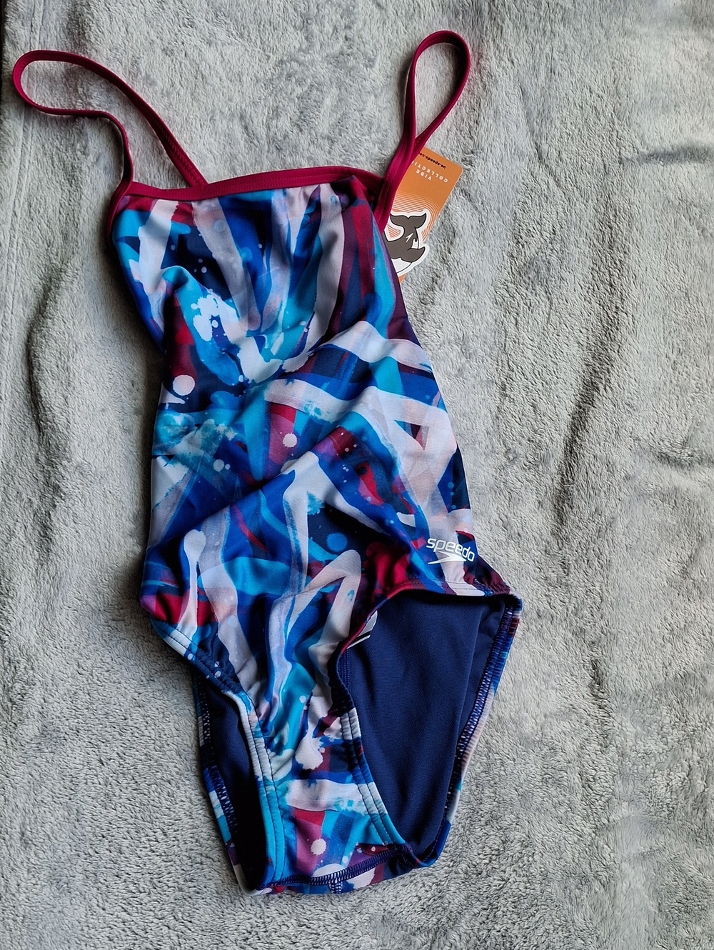 Speedo Navy Blue Pink Multi-Pattern One-Piece Swimsuit